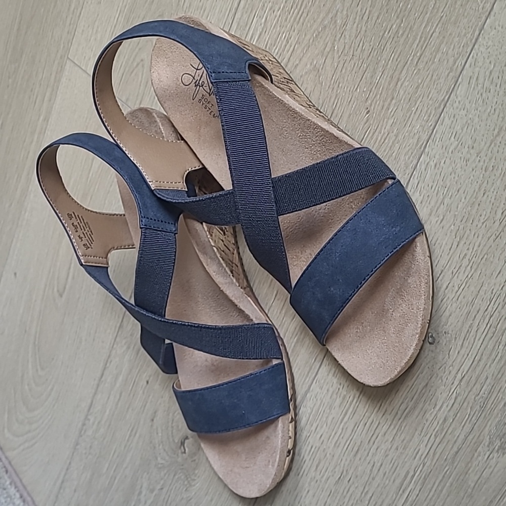 Navy Suede Wedges